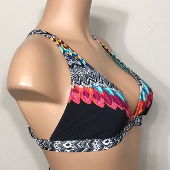 Jessica Simpson triangle feather print bikini. M-top/L-bottom. NWT - Picture 11 of 16